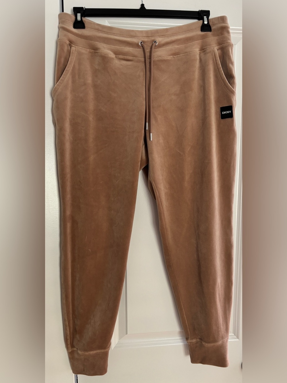 DKNY Tan Velour Drawstring Joggers Size Large